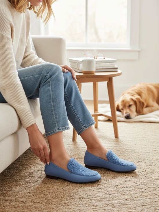 Vionic Shoes - Vionic Woman's Frieda Leather Slip On Loafers blue Shoes size 7.5M
